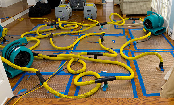 Professional Flood Damage Restoration technician working in Camden, MO